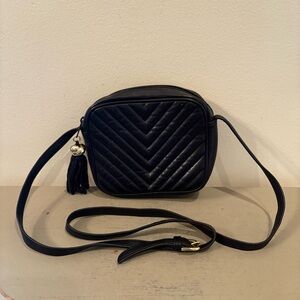 VTG Talbots Black With Gold Accents Crossbody Bag